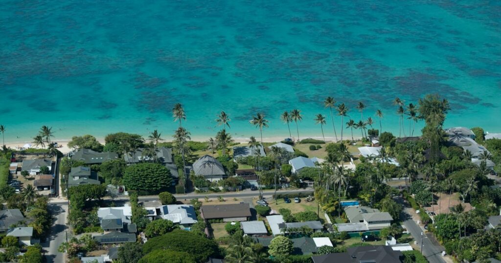 Kailua Beach aerial view homes for sale Oahu Hawaii